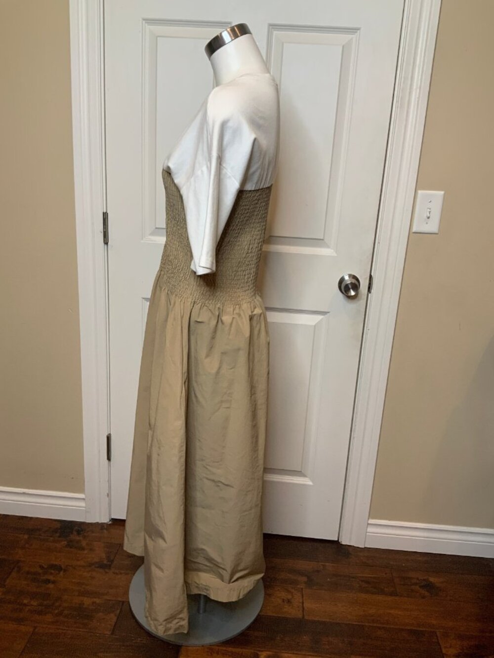 Maeve Anthropologie Tan White Lilou Twofer Midi Dress, Size M - Picture 5 of 9